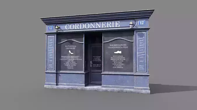 Parisian vintage storefront 3 Low-poly 3D model