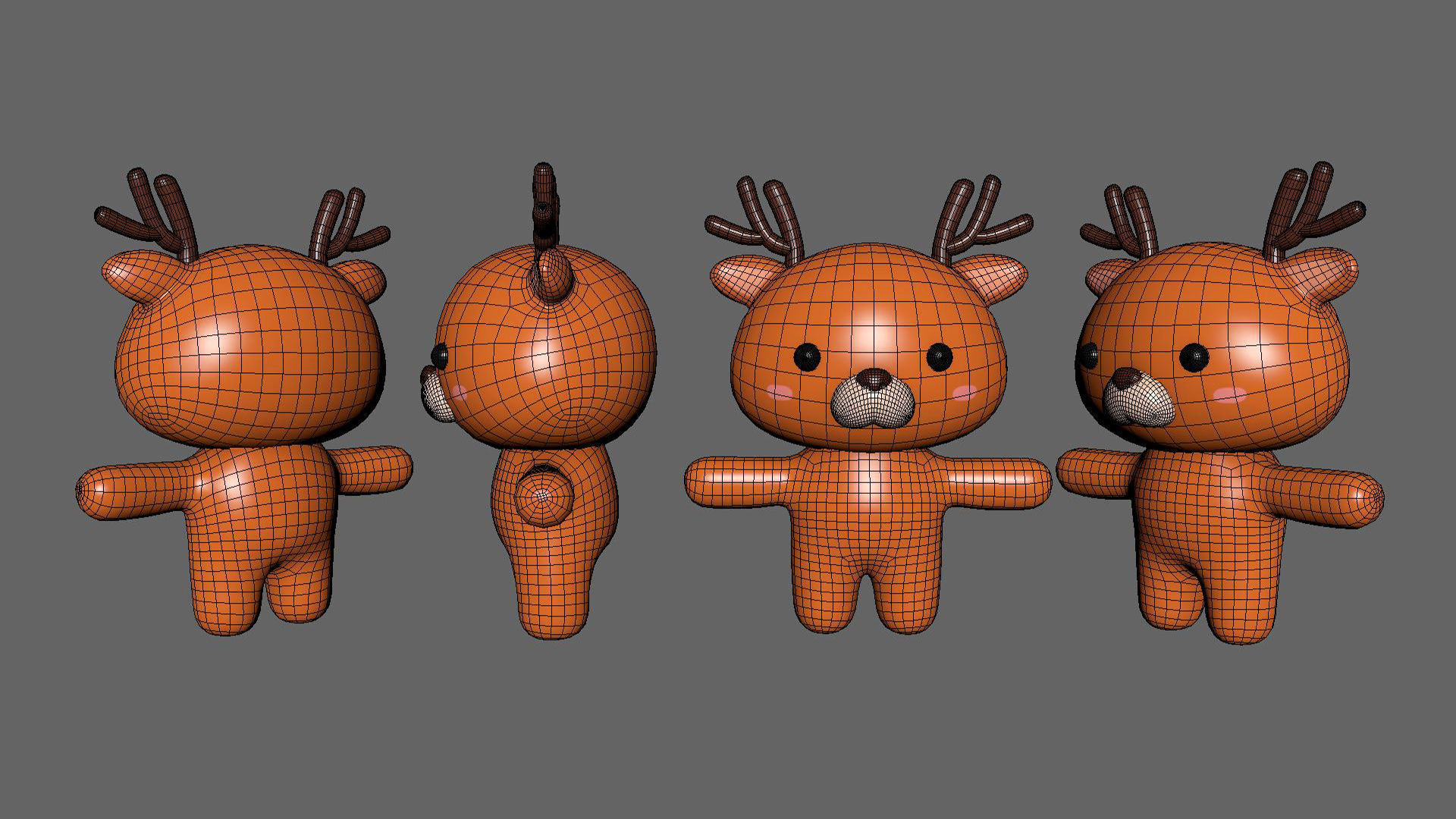 Character005 Chubby Deer Low-poly 3D model_10
