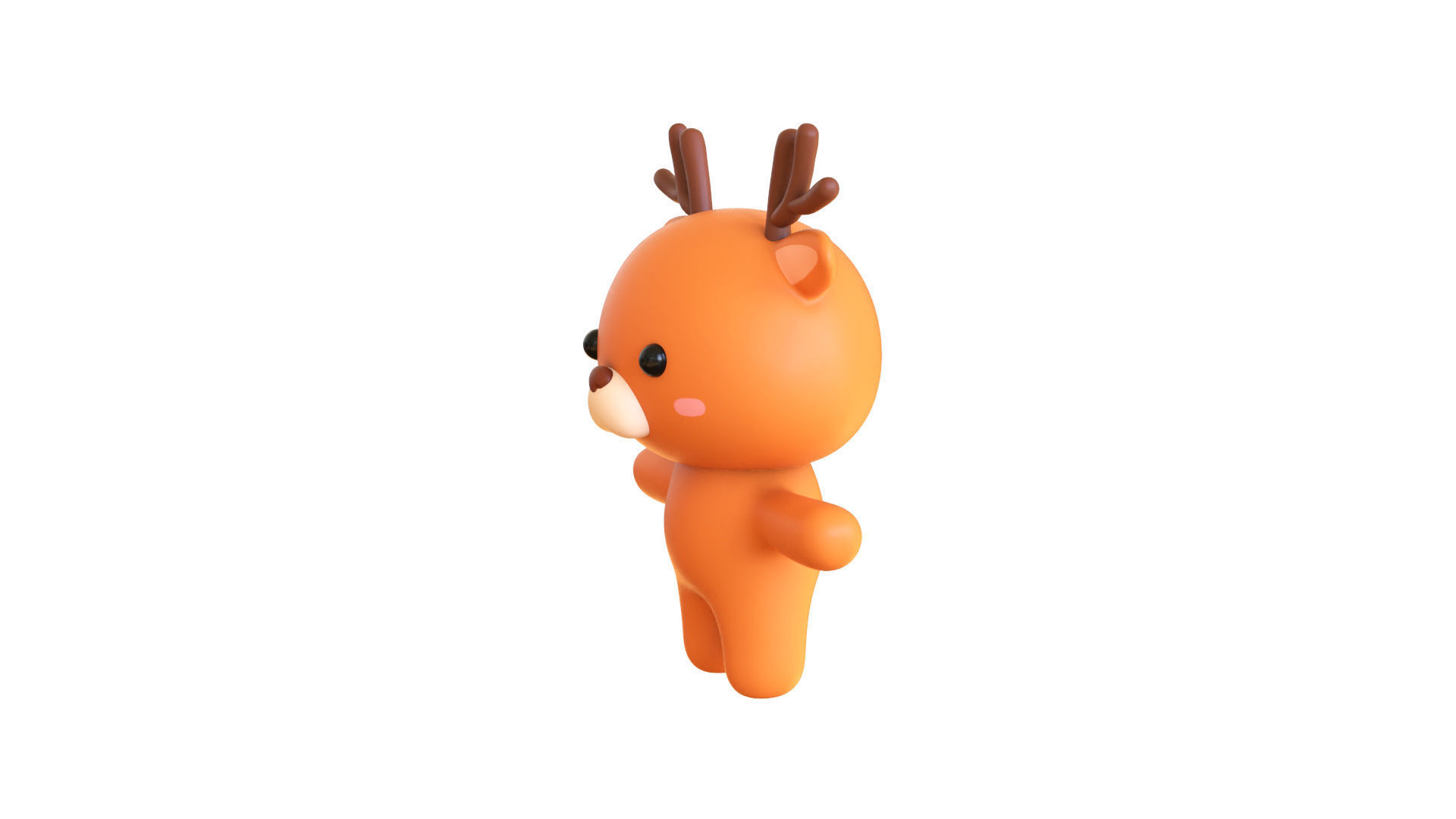 Character005 Chubby Deer Low-poly 3D model_4