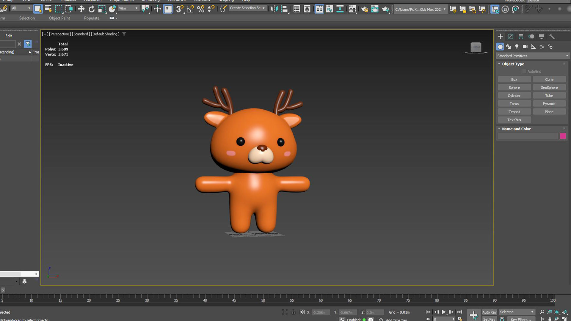 Character005 Chubby Deer Low-poly 3D model_8