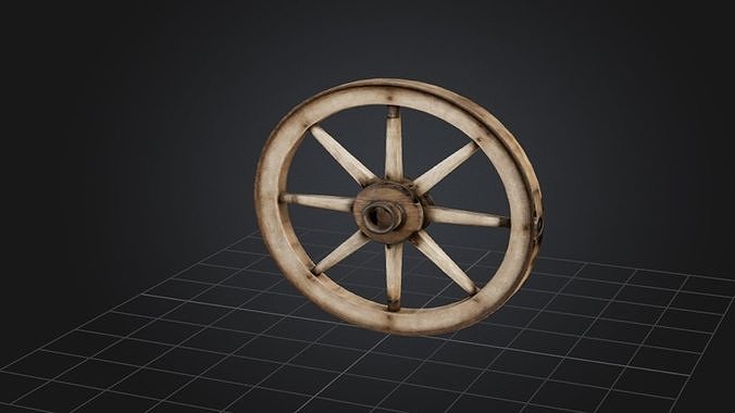Wooden Cart Wheel 3D model