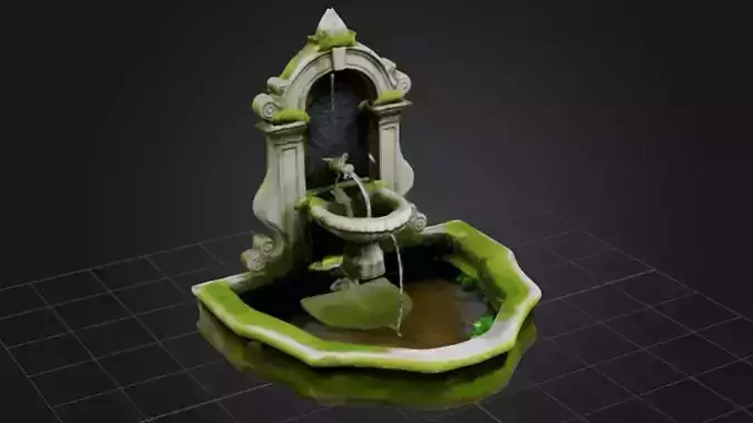 Mossy Wall Fountain 3D model