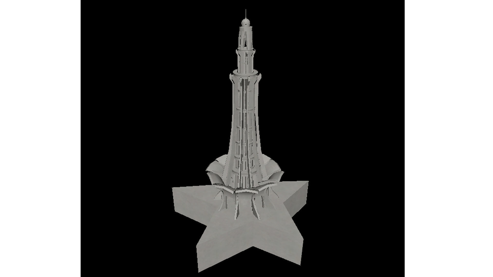 Optimized 3D Model of Minar-e-Pakistan - Game-Ready Asset Low-poly 3D model_5