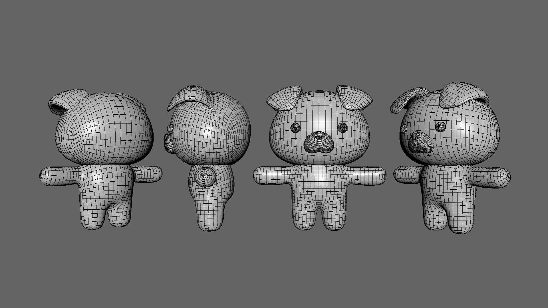 Character005 Chubby Dog Low-poly 3D model_9