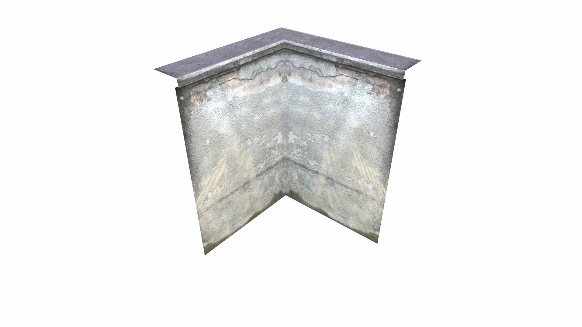 Concrete Fence Segment Low-poly 3D model_2