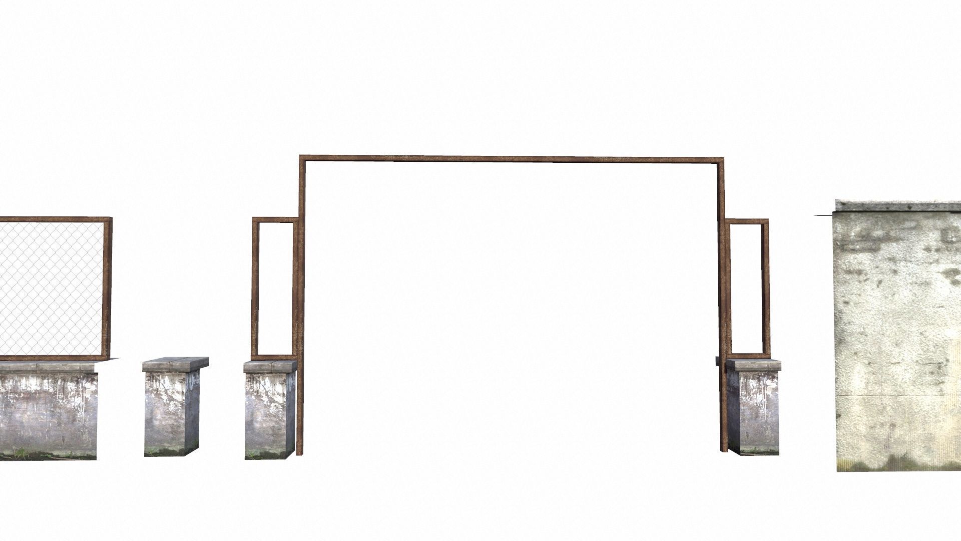 Concrete Fences Segment Low-poly 3D model_5