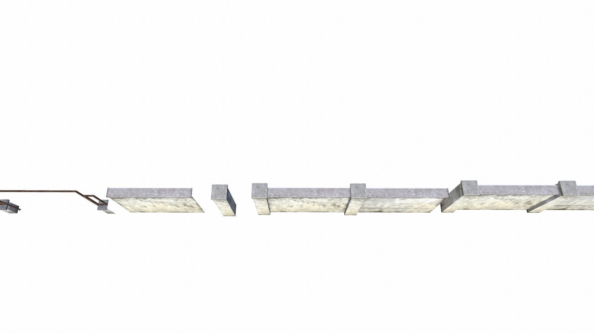 Concrete Fences Segment Low-poly 3D model_11