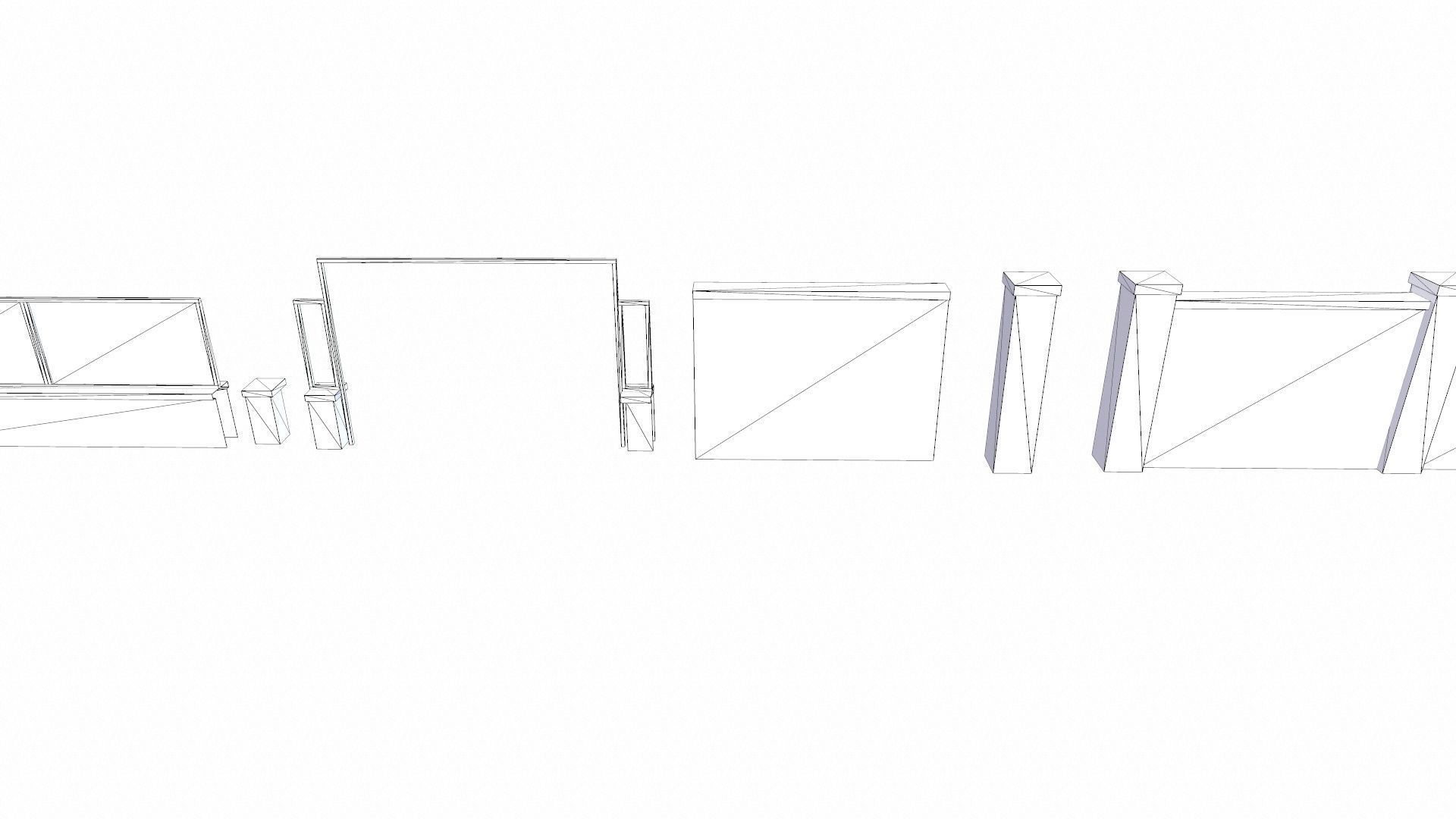 Concrete Fences Segment Low-poly 3D model_13