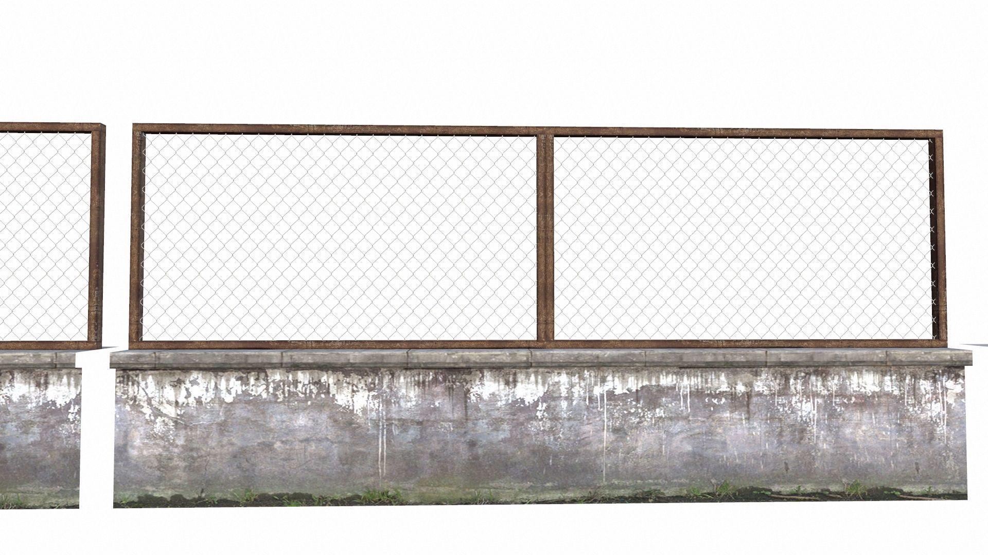 Concrete Fences Segment Low-poly 3D model_4