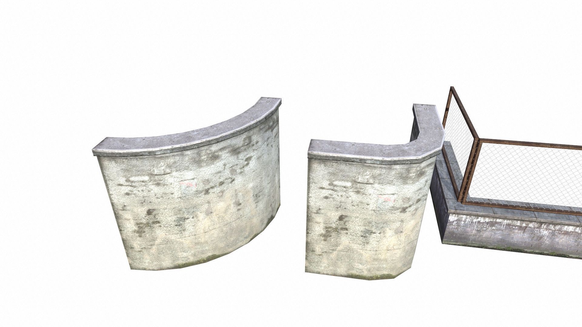 Concrete Fences Segment Low-poly 3D model_9