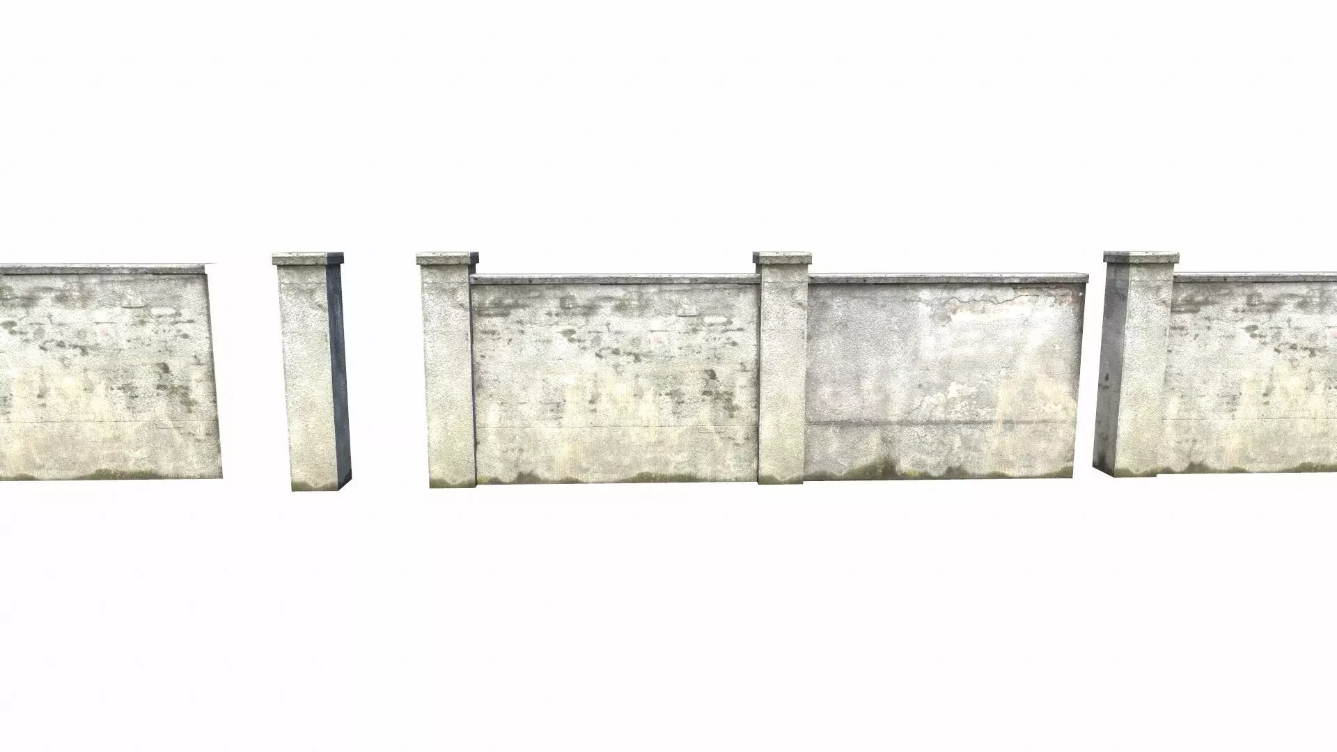 Concrete Fences Segment Low-poly 3D model_0