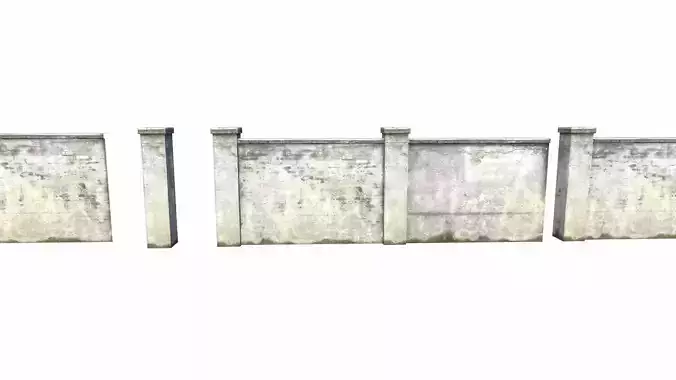 Concrete Fences Segment Low-poly 3D model