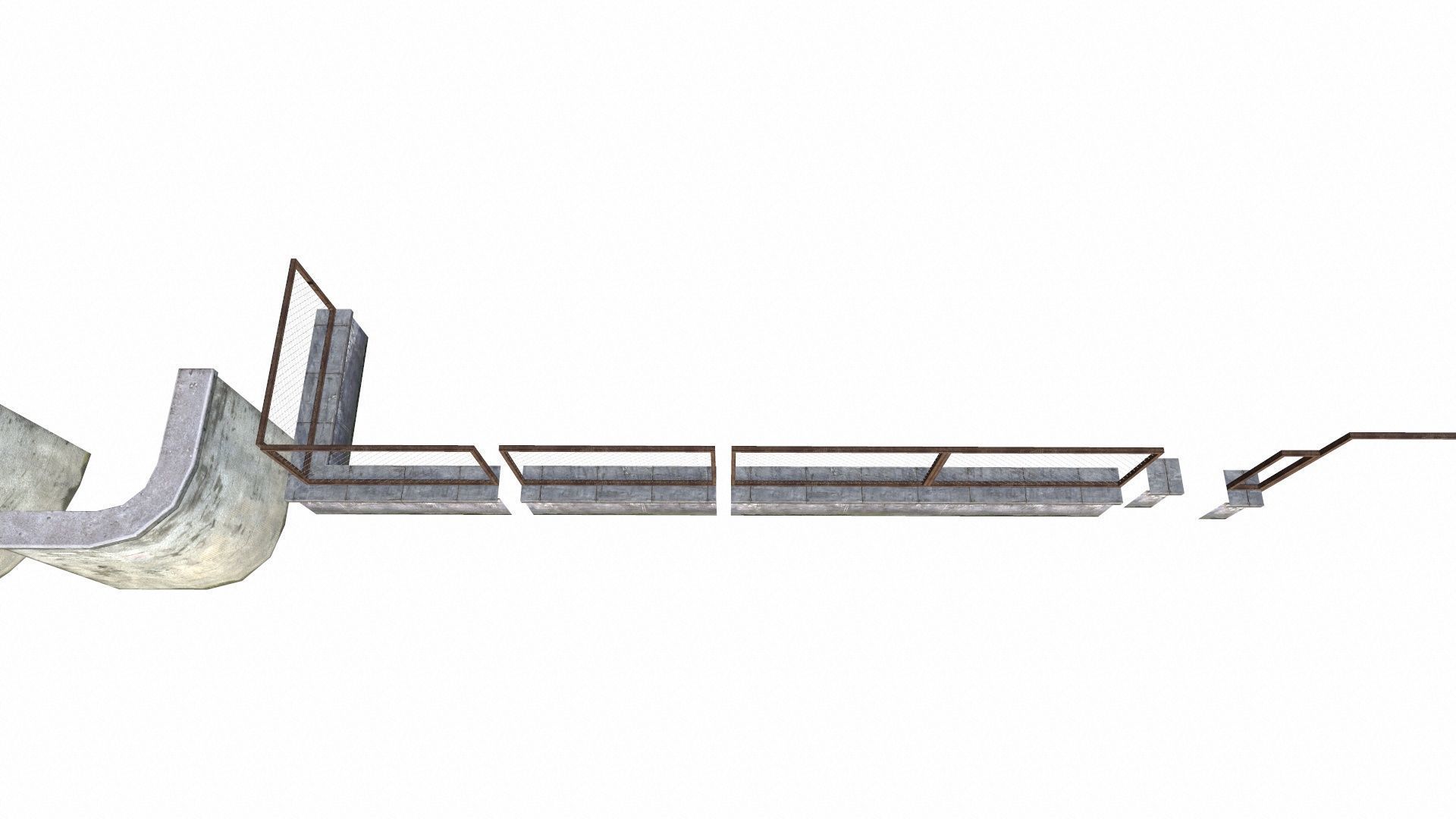 Concrete Fences Segment Low-poly 3D model_10