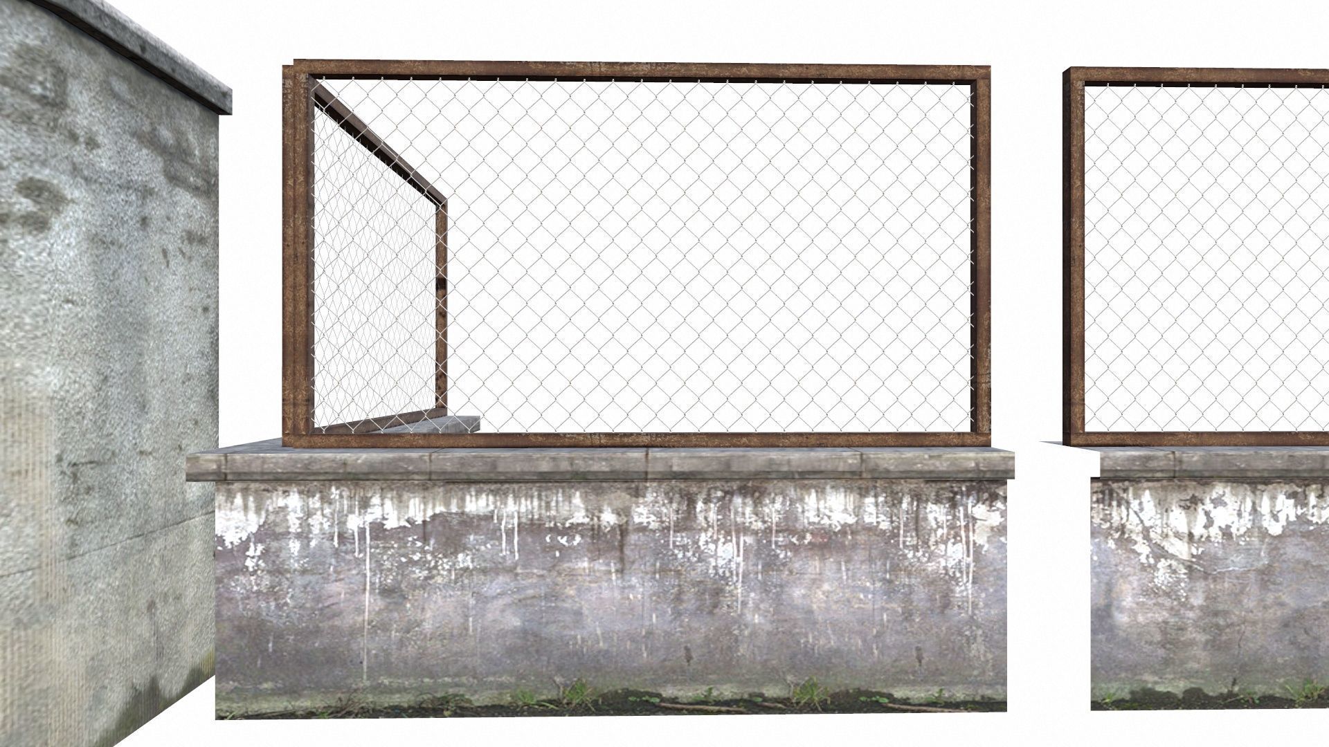 Concrete Fences Segment Low-poly 3D model_6