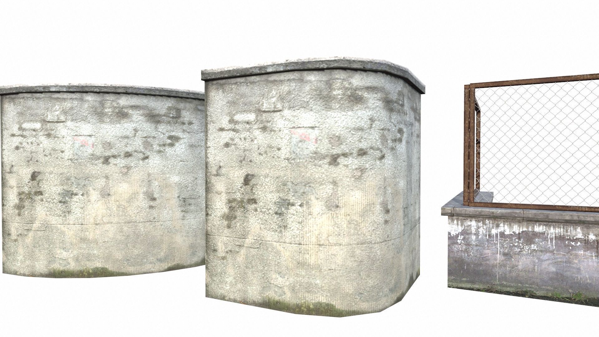 Concrete Fences Segment Low-poly 3D model_7