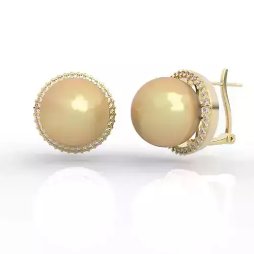 1mm Pearl Diamond Halo Earrings 3D print model