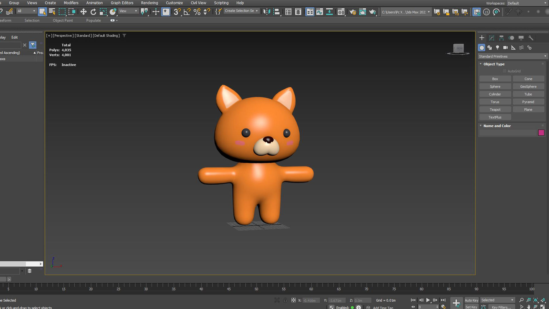 Character007 Chubby Fox  Low-poly 3D model_8