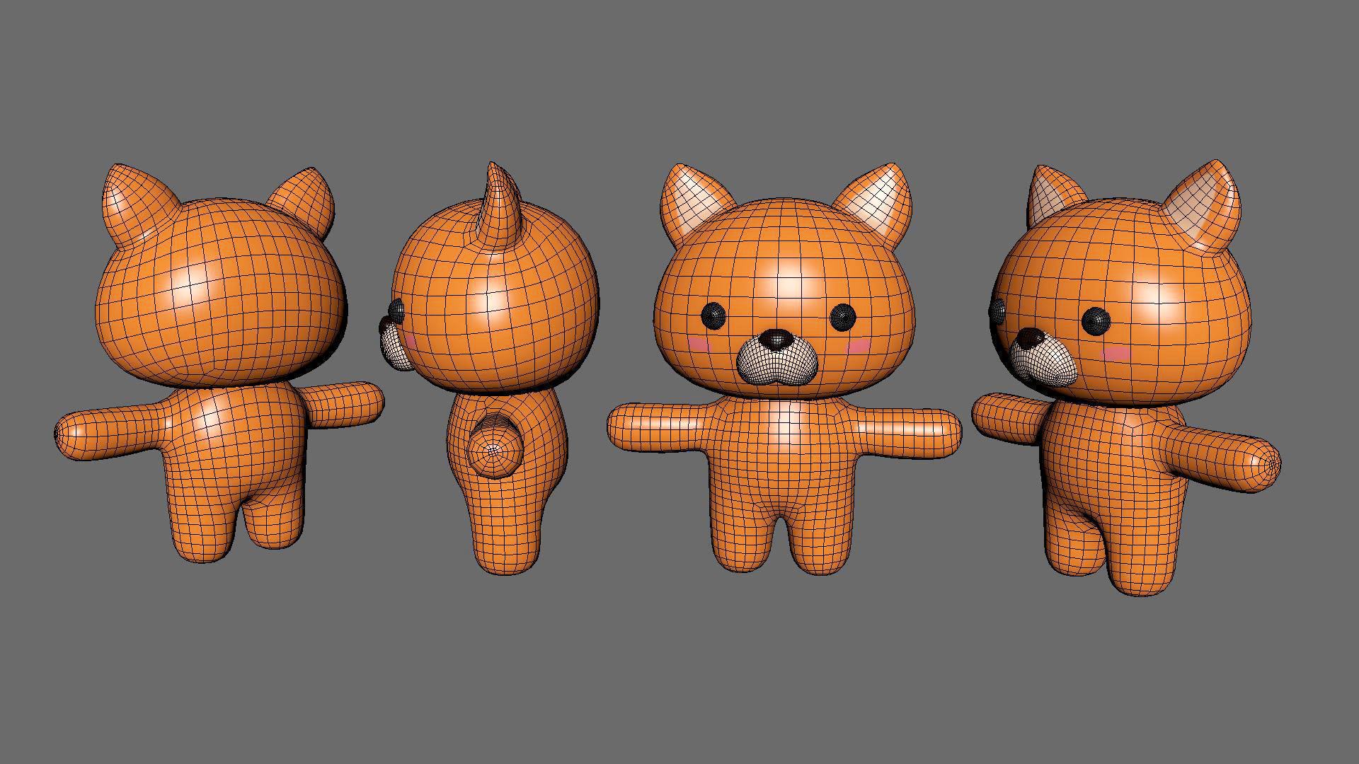 Character007 Chubby Fox  Low-poly 3D model_10