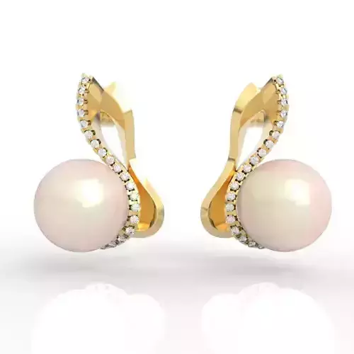 11mm pearl and diamond stud earrings