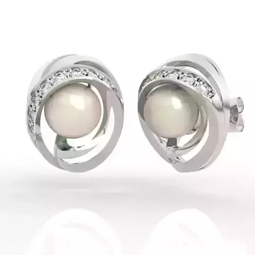 8mm pearl and diamond earrings