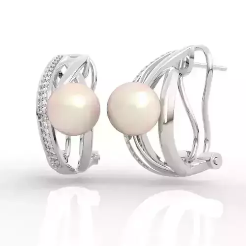 stud pearl earrings with diamond