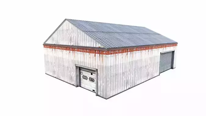 Hanger Industrial Warehouse Low-poly 3D model