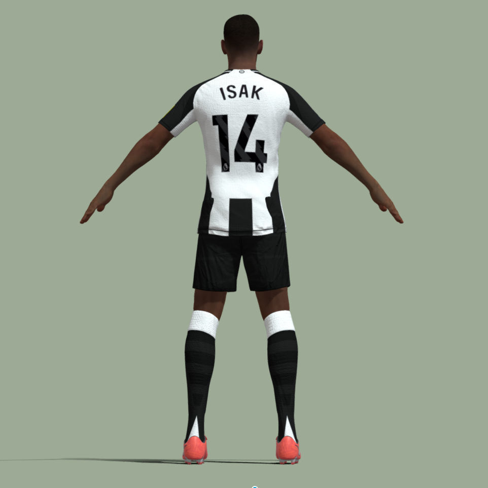 T-Pose Rigged Alexander Isak Newcastle 24-25 3D model_4