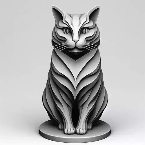 Layered Abstract Cat Sculpture