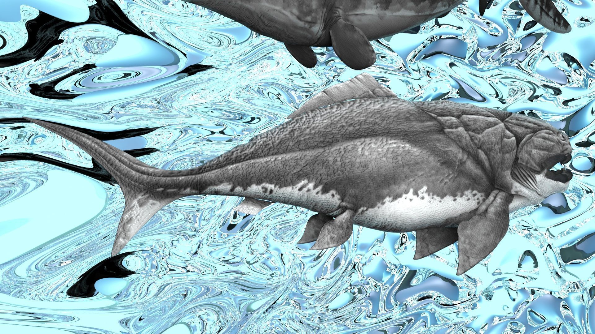 Triassic Period Time Water Animals On Water 3D model_2