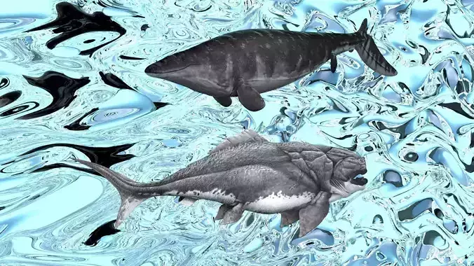 Triassic Period Time Water Animals On Water 3D model