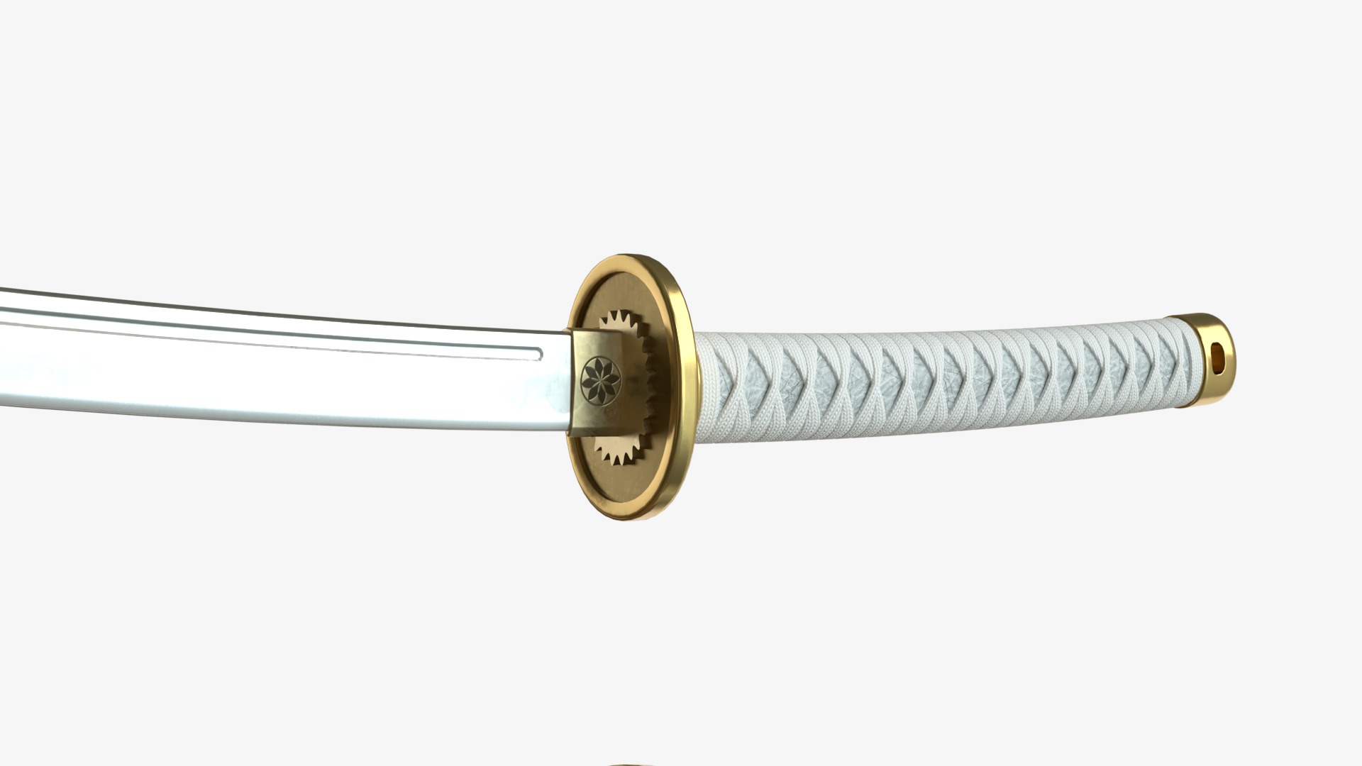 white Katana a Saya  a Sageo  and Stand  3D model_6