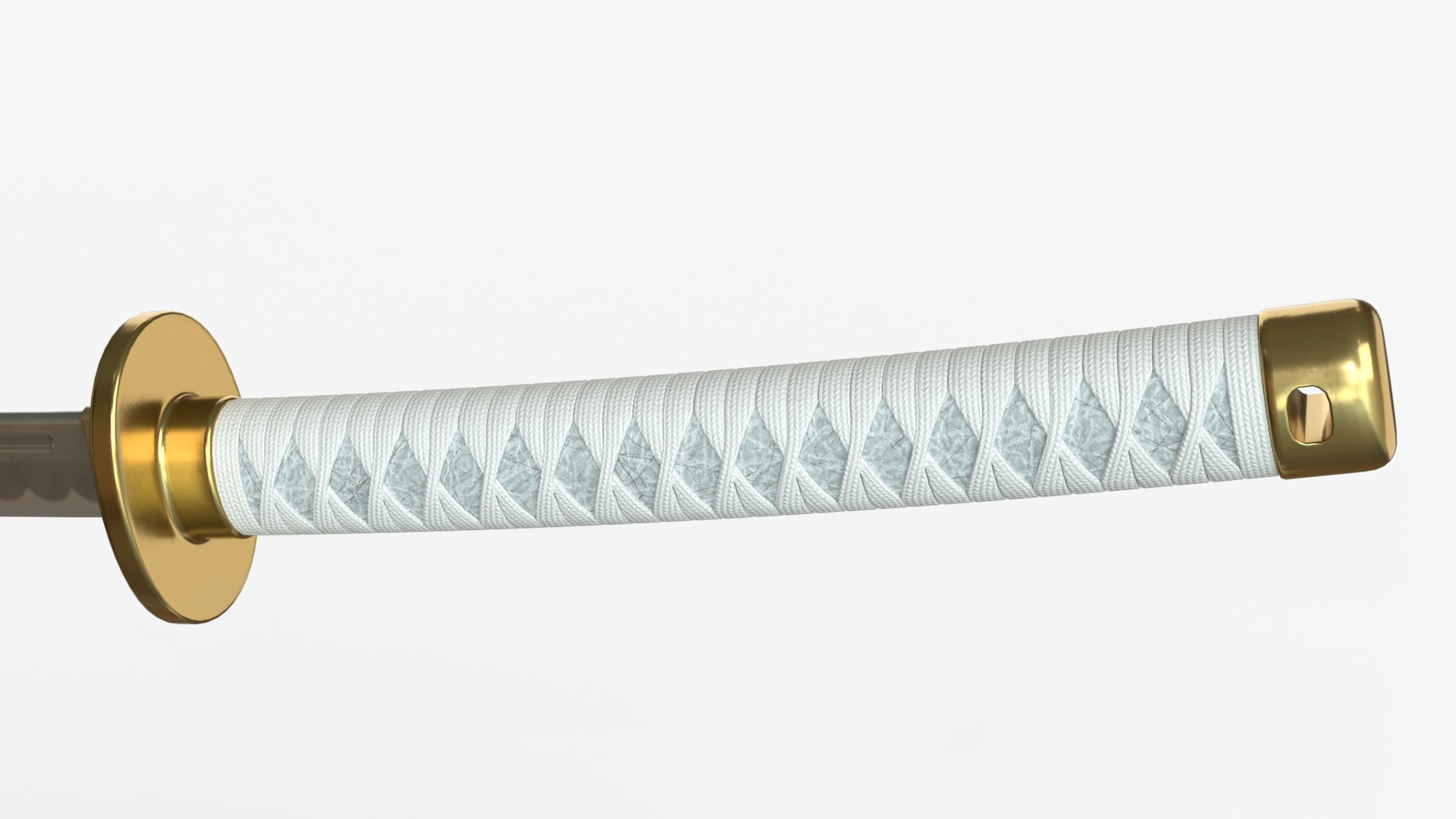 white Katana a Saya  a Sageo  and Stand  3D model_7