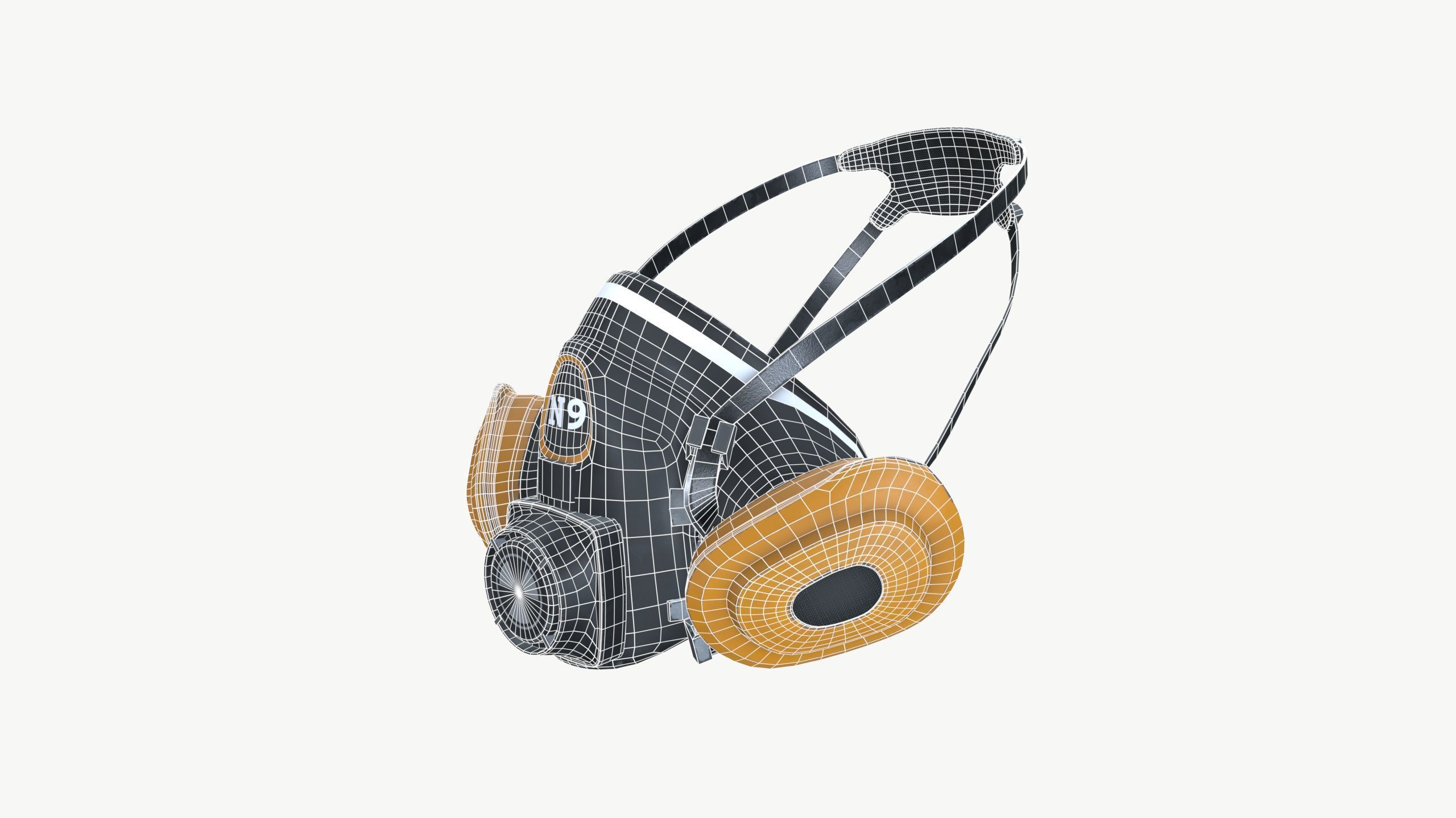 Gas Mask Low-poly 3D model_7