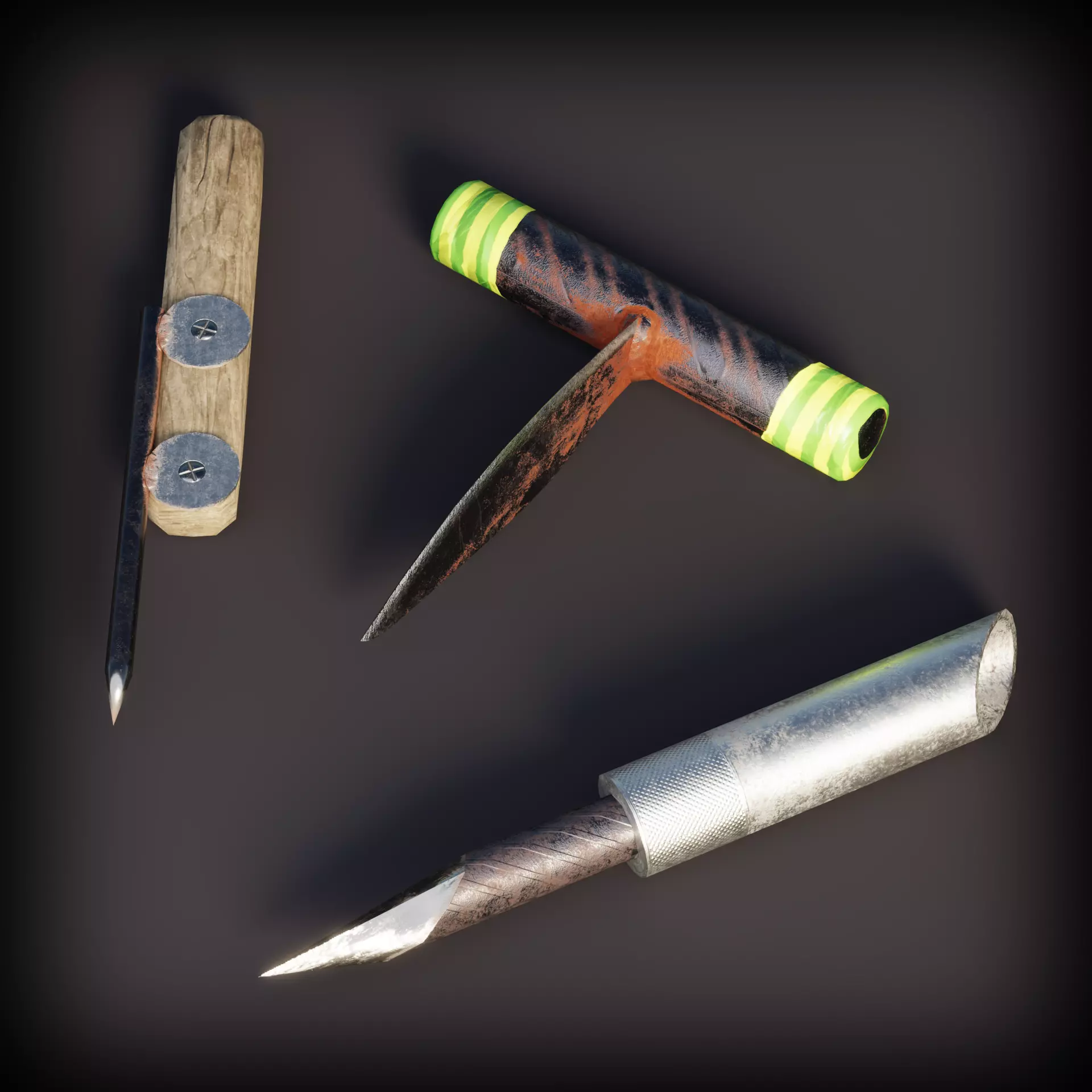 Prison Knifes Collection Low-poly 3D model_0