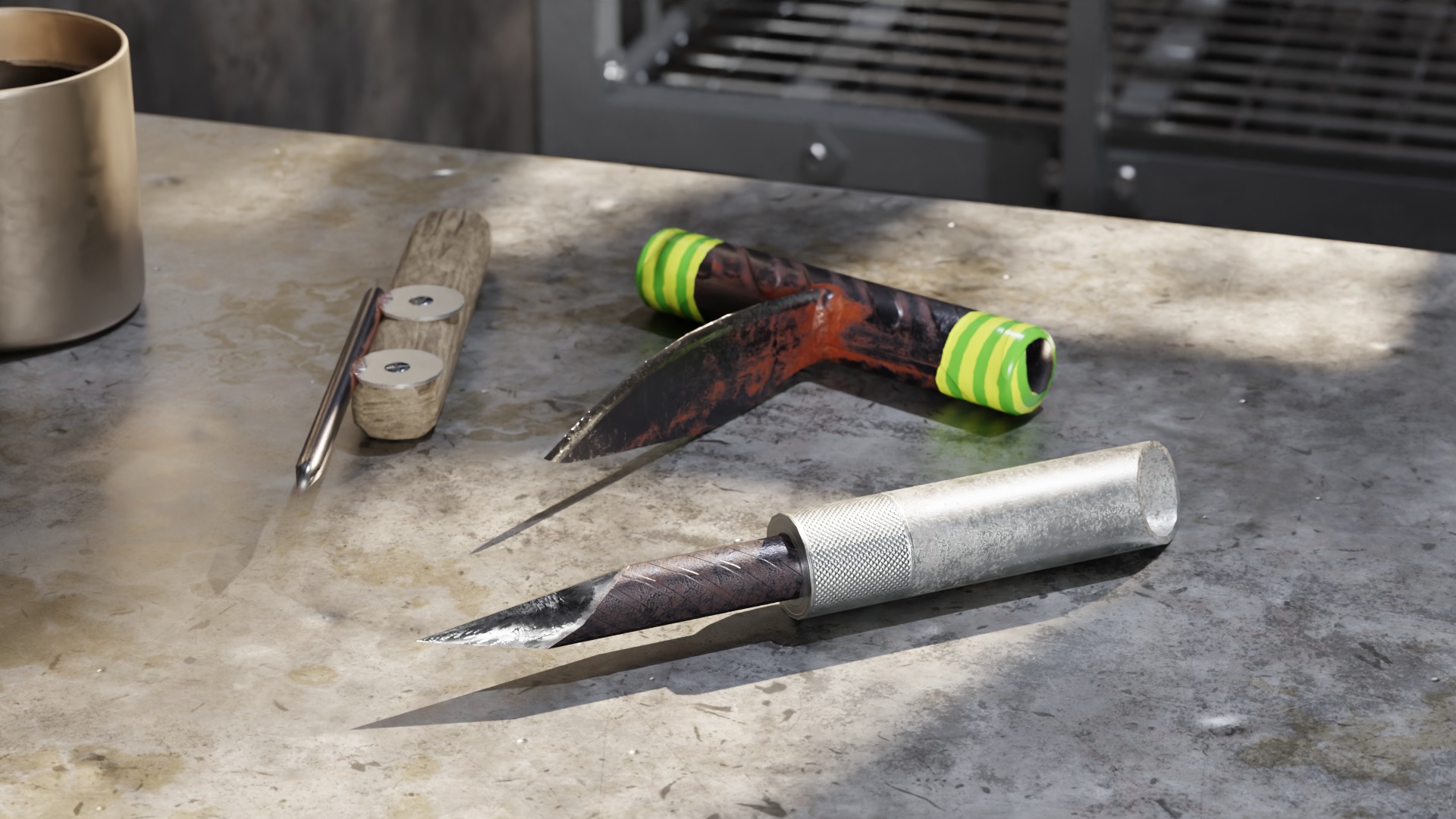 Prison Knifes Collection Low-poly 3D model_1