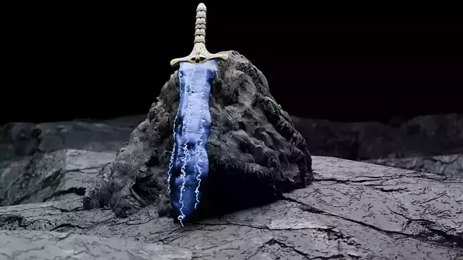 Thunder sword Low-poly 3D model
