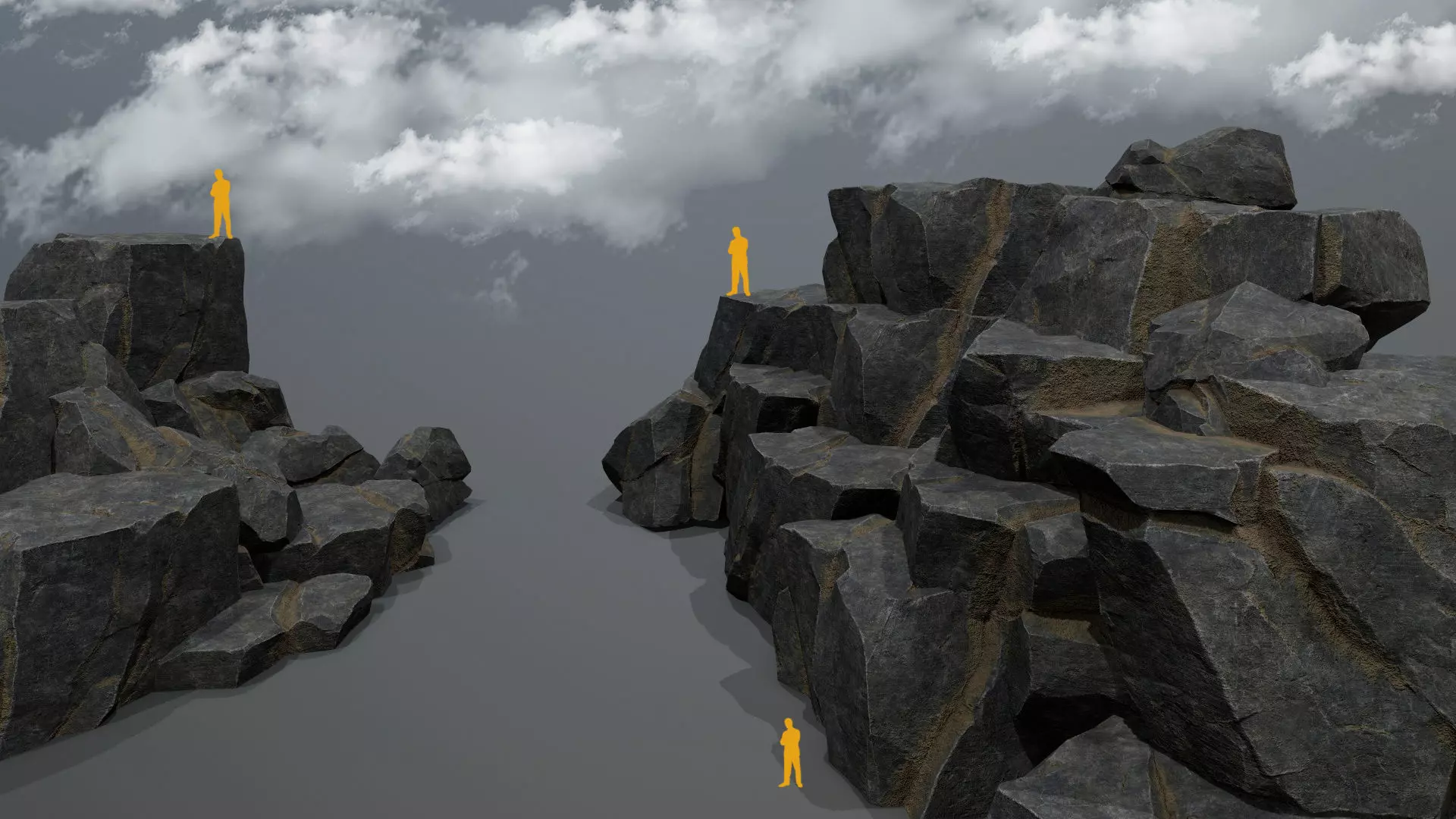 cliff rocks Low-poly 3D model_0
