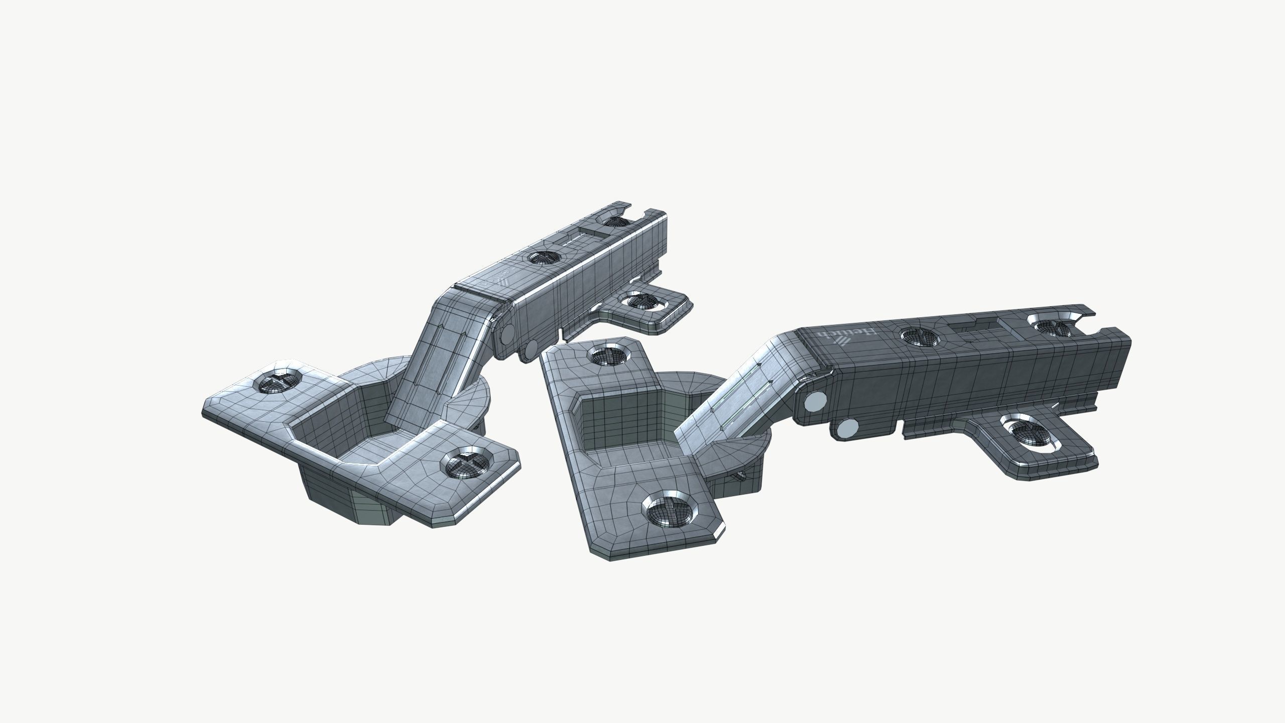 Door Hinges Low-poly 3D model_8