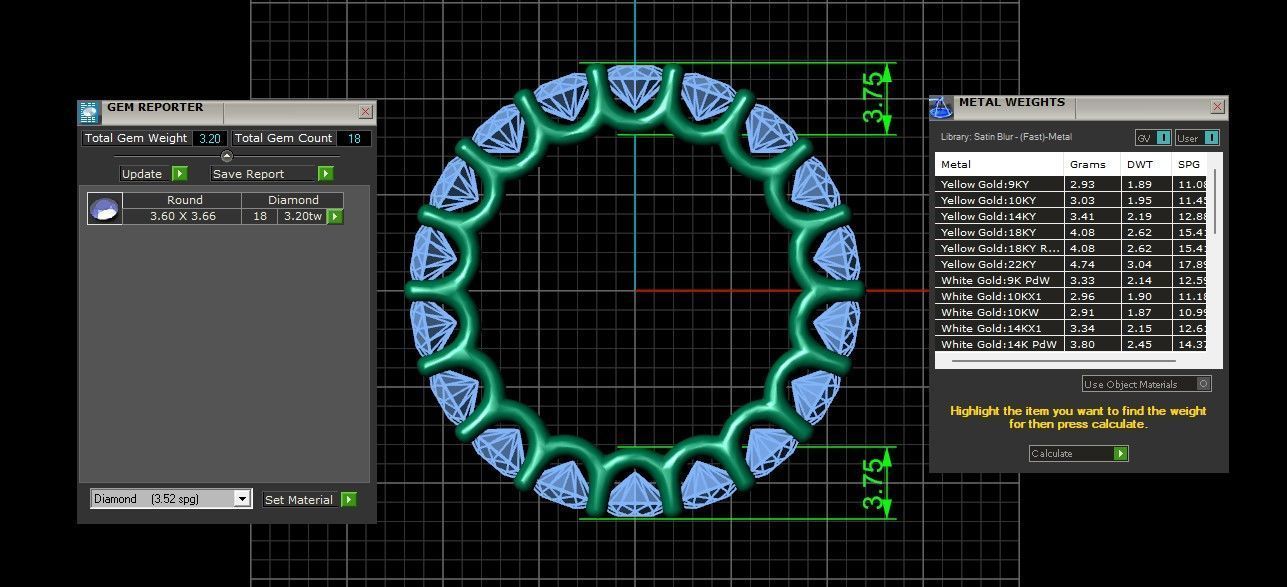 U Shaped Eternity Ring 3 point 6 mm stone size swiss 11 and EU51 3D print model_4