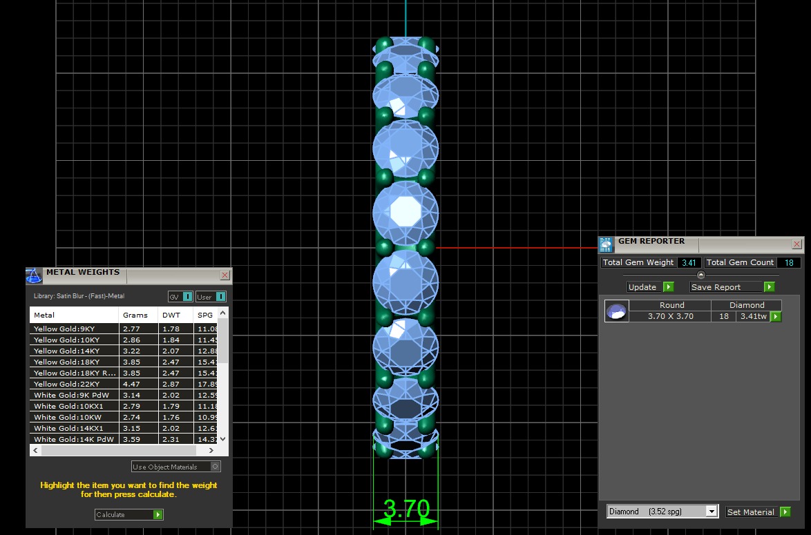 U Shaped Eternity Ring 3 point 6 mm stone size swiss 11 and EU51 3D print model_3