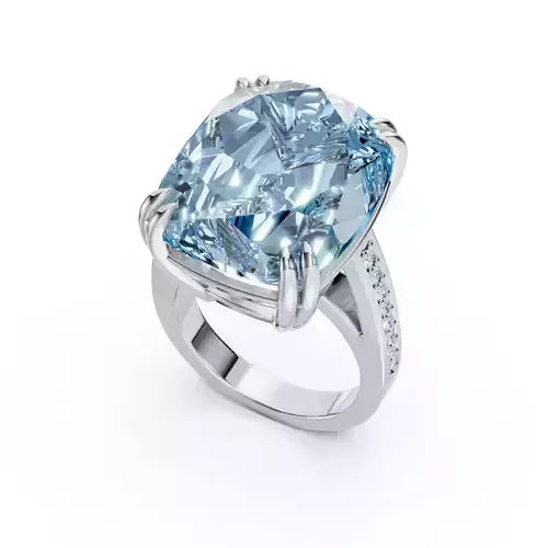 Aquamarine Diamond Ring