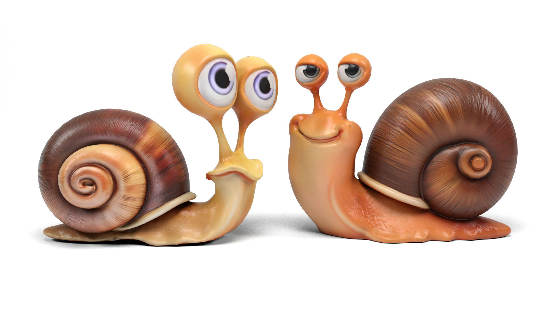 Funny snails Low-poly 3D model_4