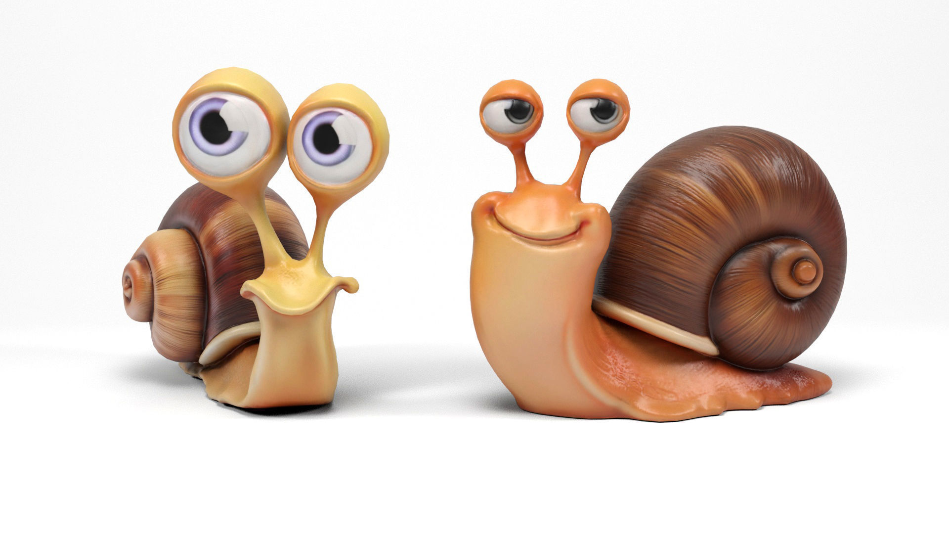 Funny snails Low-poly 3D model_1