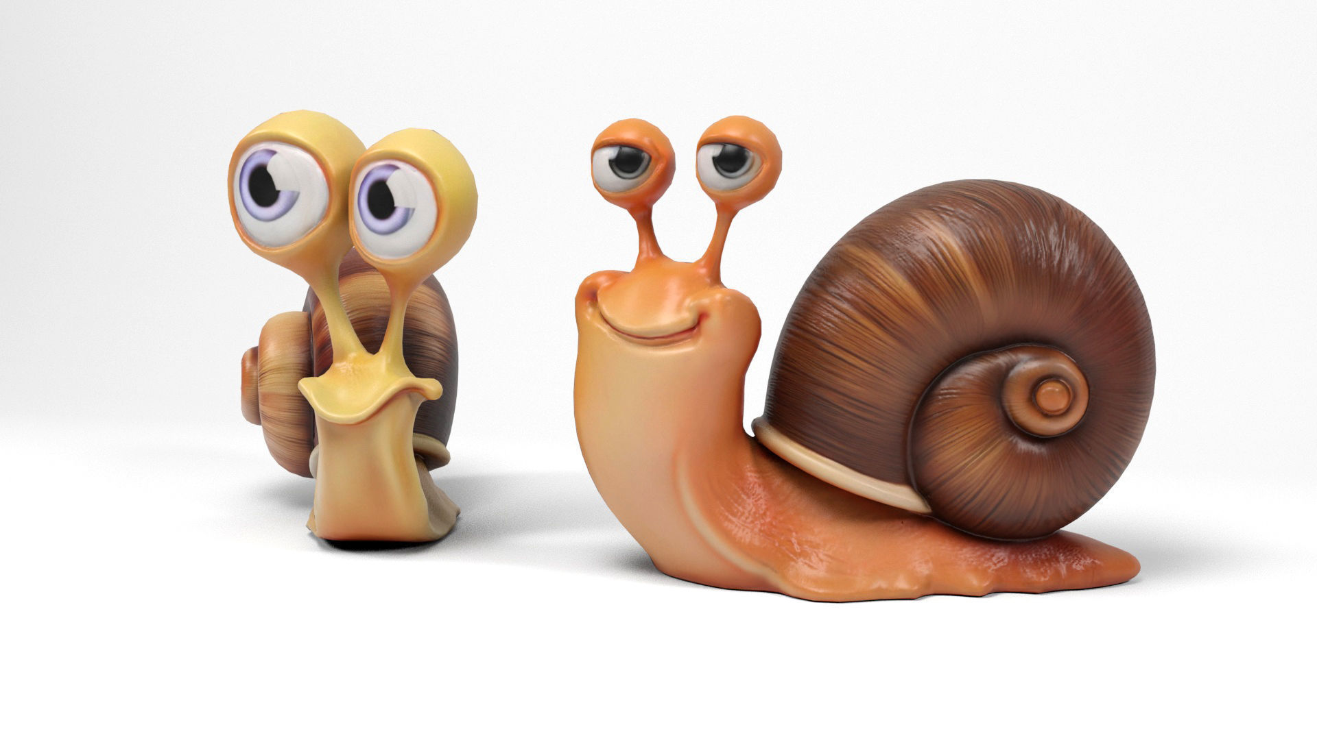 Funny snails Low-poly 3D model_3
