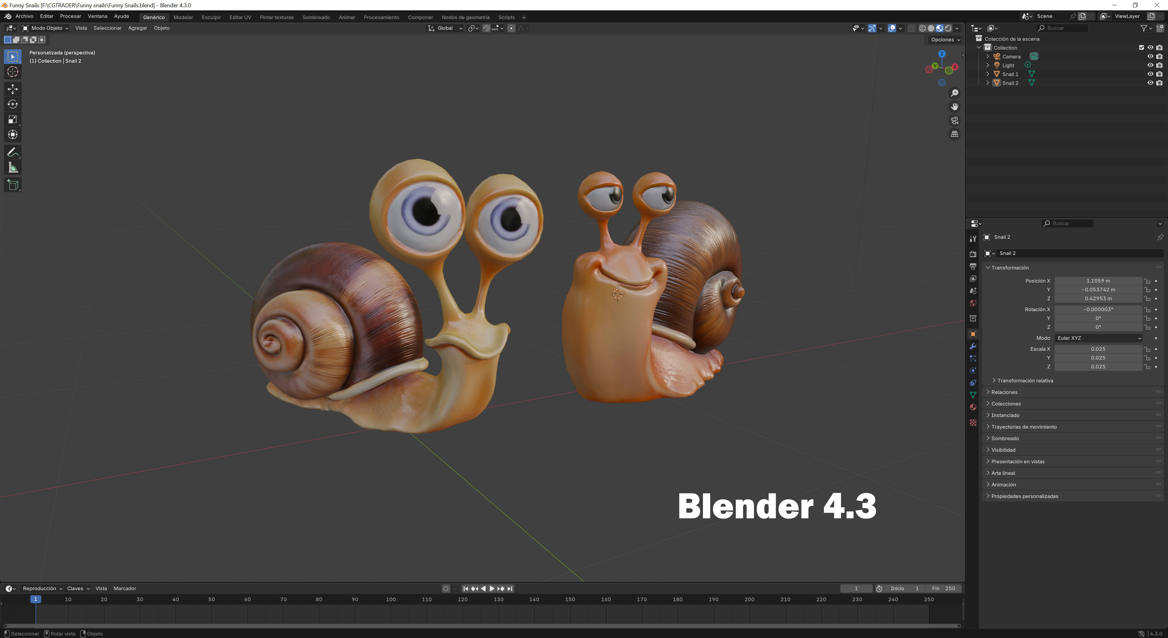 Funny snails Low-poly 3D model_12