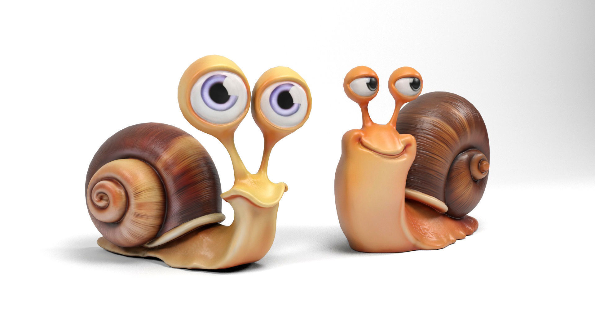 Funny snails Low-poly 3D model_2