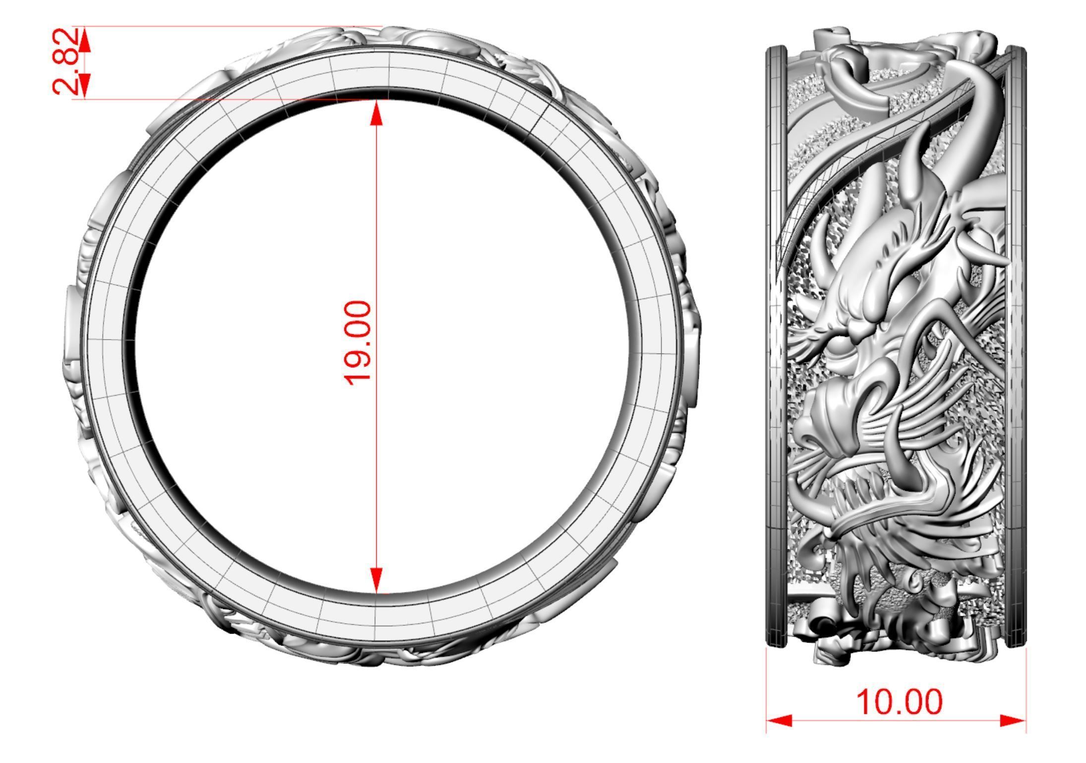 Dragons Fury Ring 3D print model_11