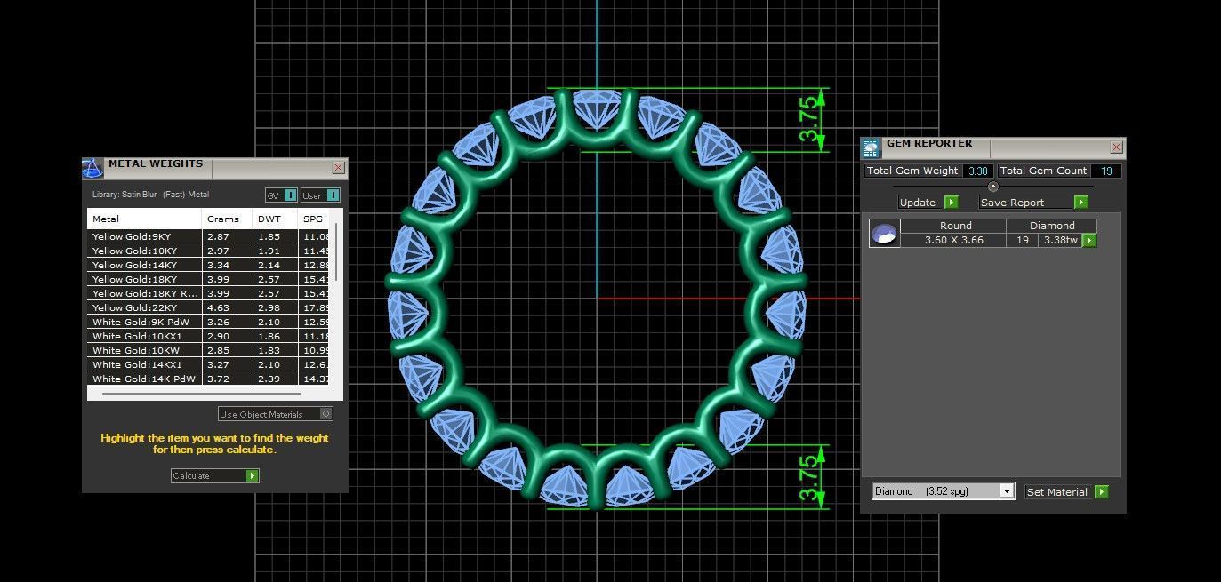 U Shaped Eternity Ring 3 point 6 mm stone size swiss 14 and EU54 3D print model_5