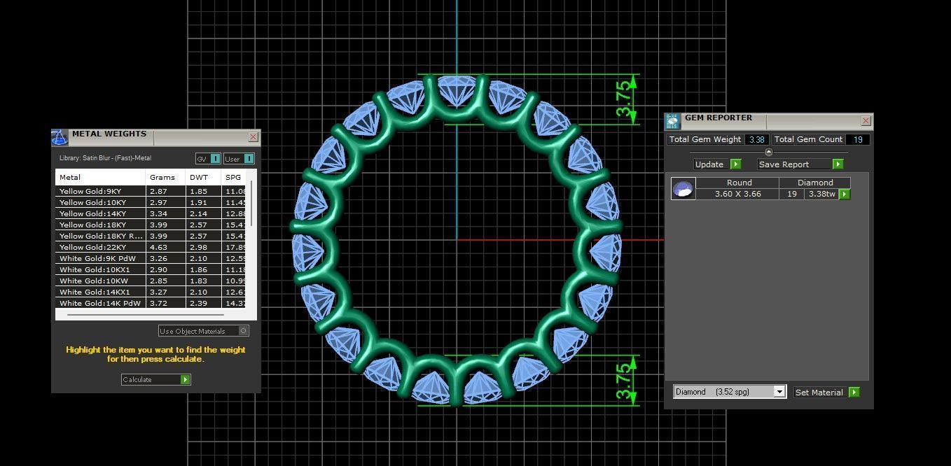 U Shaped Eternity Ring 3 point 6 mm stone size swiss 14 and EU54 3D print model_3