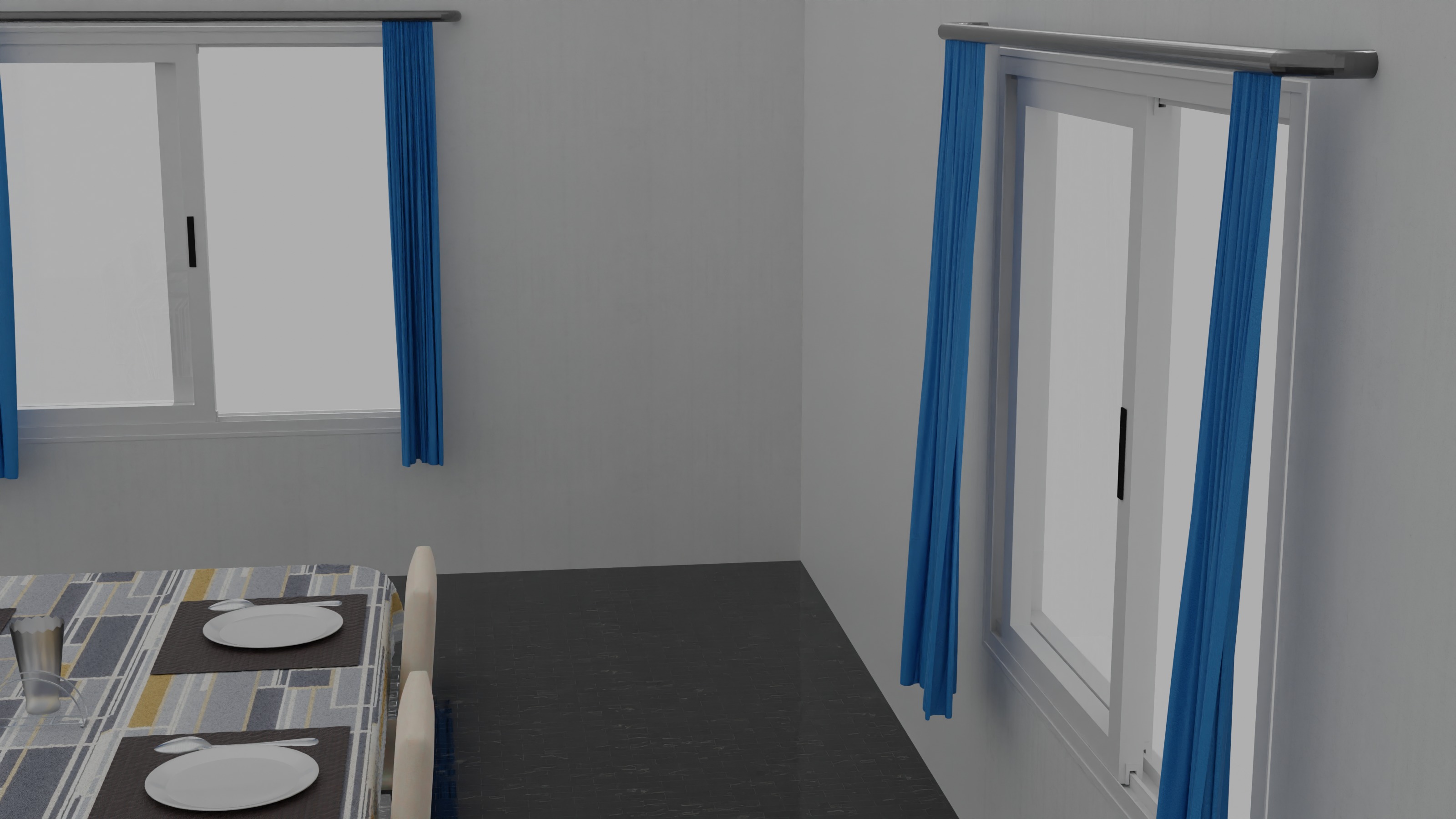 Dinning Table Set Low-poly 3D model_5